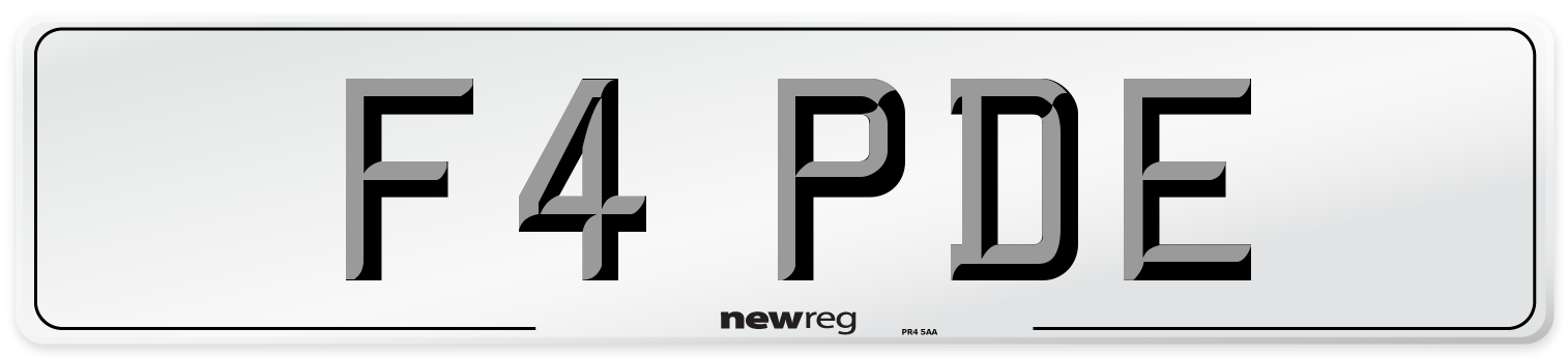 F4 PDE Number Plate from New Reg